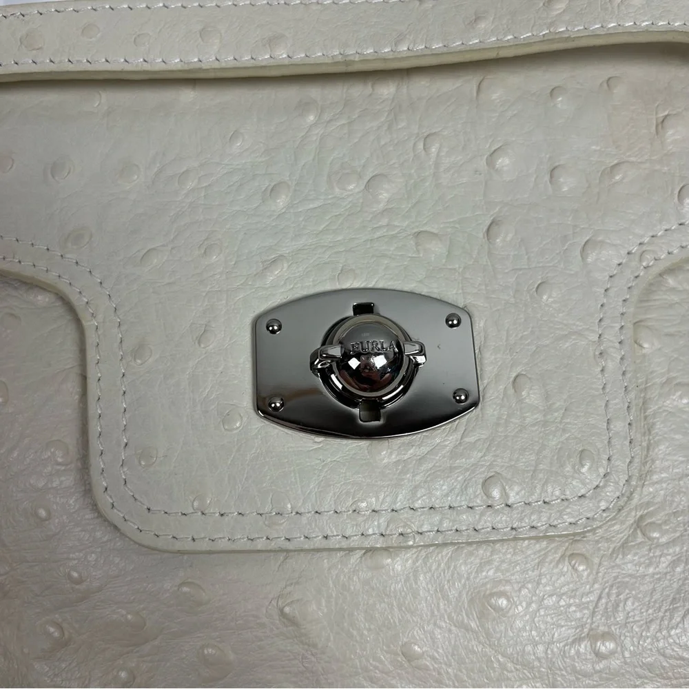 FURLA Bag Ostrich 3 Way Leather Clutch Crossbody